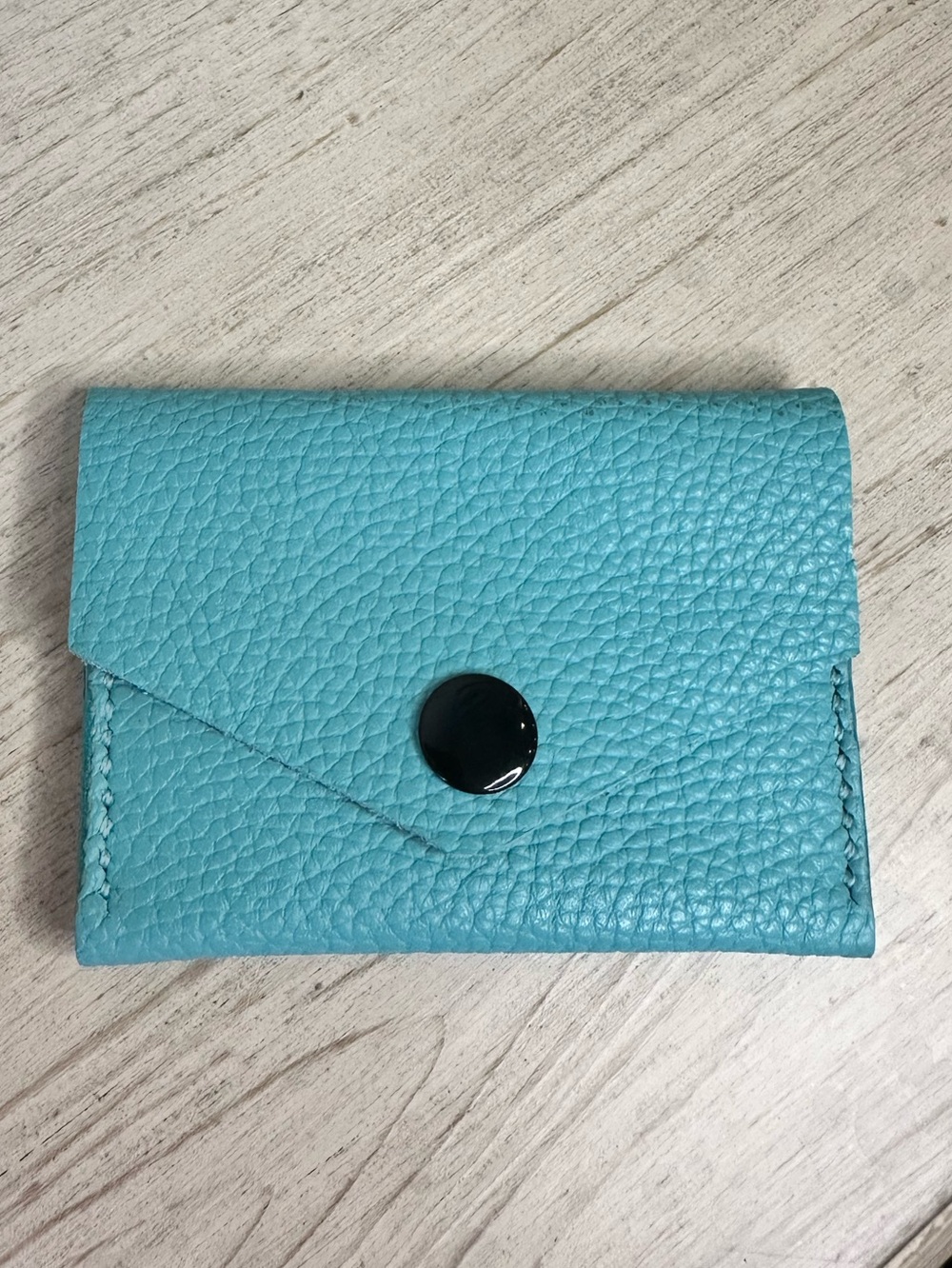 Turquoise 100% Pebbled Leather Wallet Card Holder